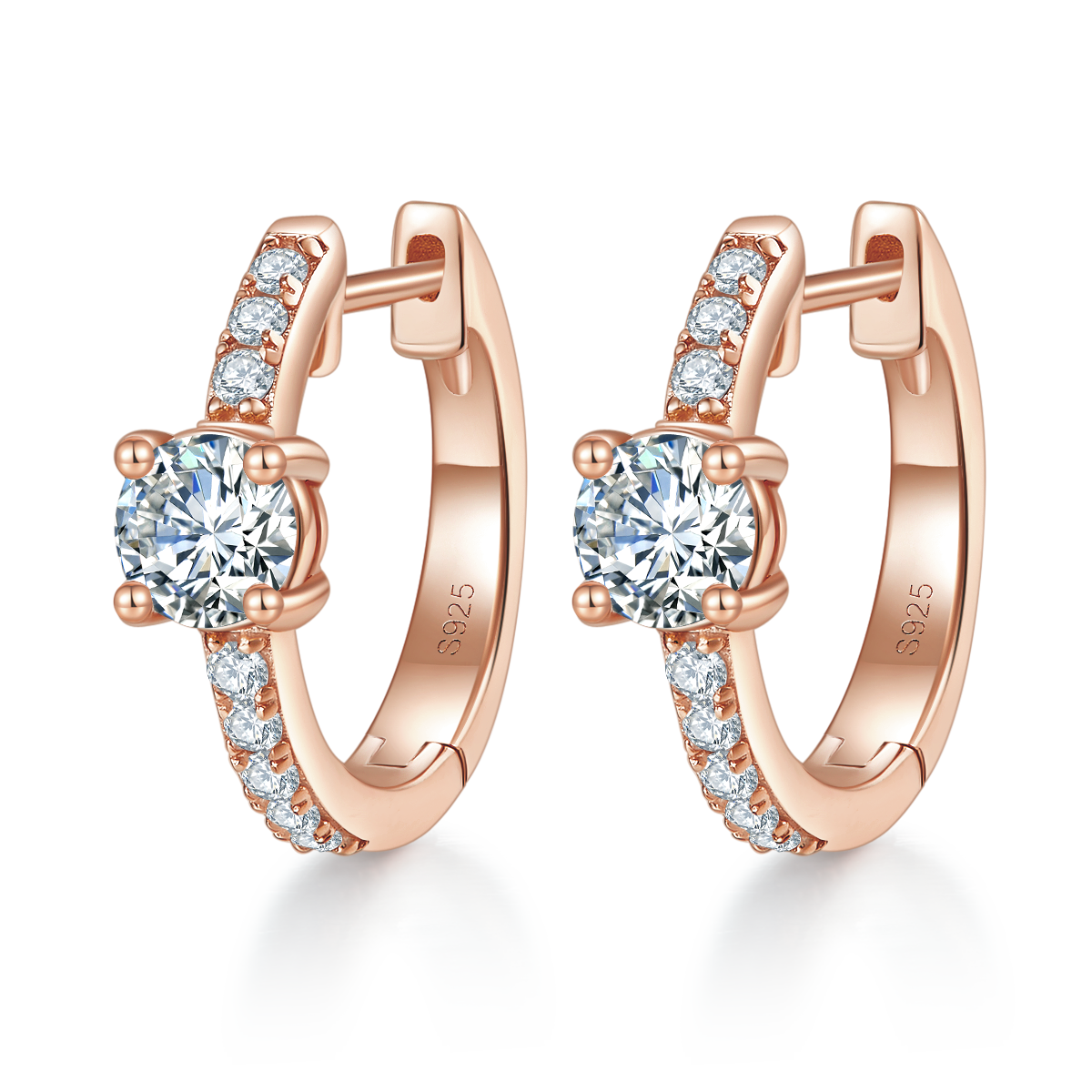 Single Row Half Four Claw Earrings S925 Silver Moissanite Grade D 1.31CT